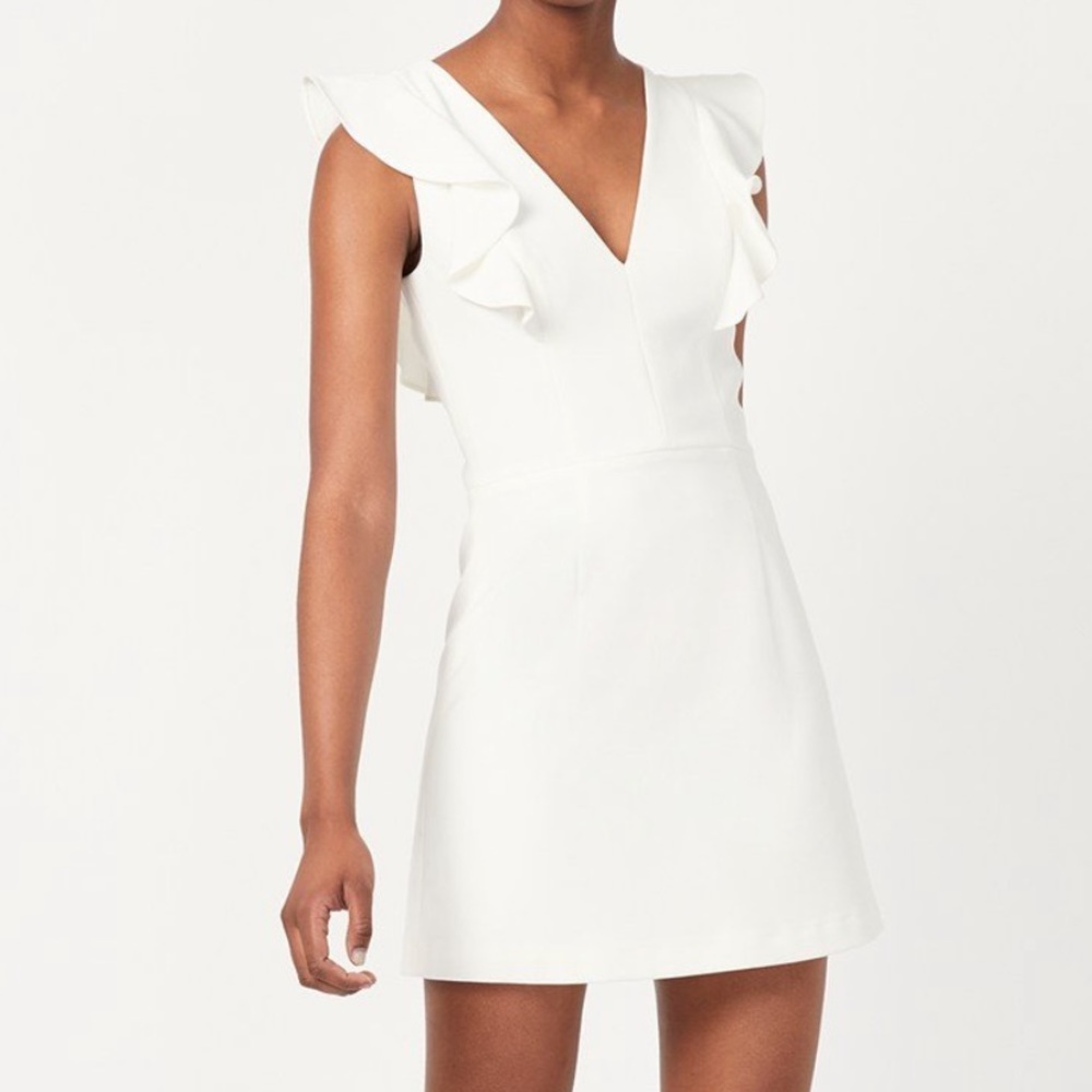 French Connection White Mini Ruffle Dress